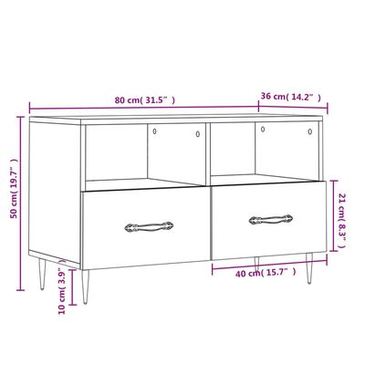 vidaXL Sjónvarpsskápur Svart 80x36x50 cm Samsettur Viður