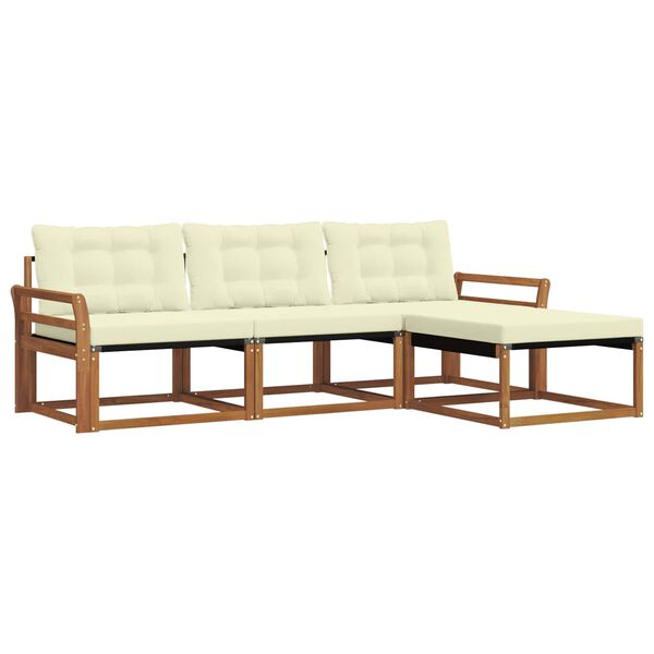 vidaXL &Uacute;ti s&oacute;fasett me&eth; p&uacute;&eth;i 4 pcs N&aacute;tt&uacute;rulegt og Krem