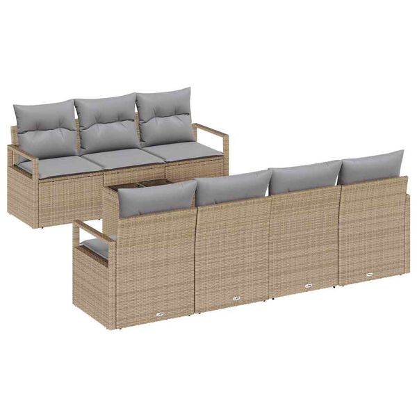 vidaXL Gar&eth;s&oacute;fa sett me&eth; p&uacute;&eth;i 8 pcs Beige, gr&aacute;tt 55 x 55 x 37 cm