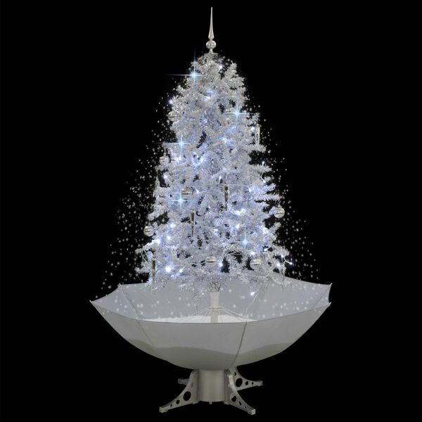 284336 vidaXL Snowing Christmas Tree with Umbrella Base White 170 cm