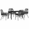 vidaXL Gar&eth;ur bor&eth;sett me&eth; p&uacute;&eth;i 5 pcs Svartur p&oacute;l&yacute;rattan