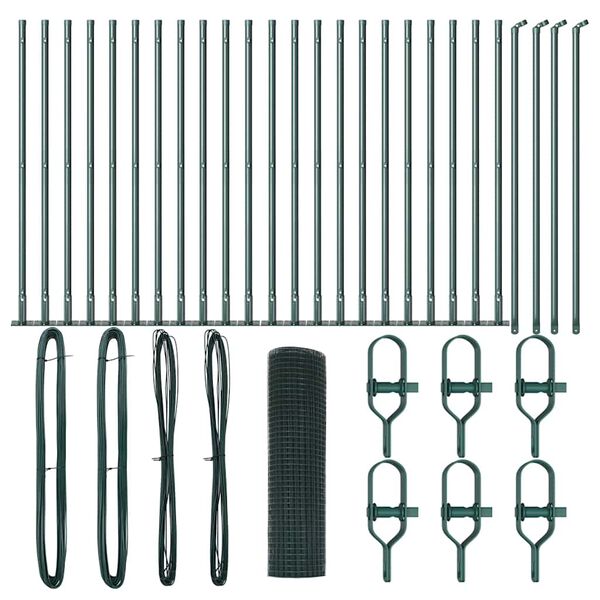 vidaXL Gir&eth;ingarp&oacute;stur Gr&aelig;nn 50 x 0,4 m (25 x 25 mm net) St&aacute;l og PVC