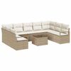 vidaXL Gar&eth;s&oacute;fa sett me&eth; p&uacute;&eth;i 10 pcs Beige og krem p&oacute;l&yacute;rattan