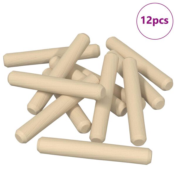 vidaXL Tr&eacute;kambur 12 pcs Br&uacute;nn &Oslash;8 x 50 mm Gegnheill vi&eth;ur