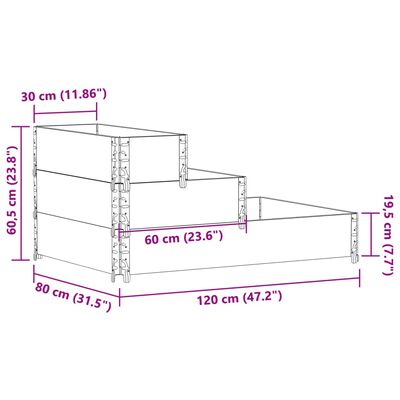 vidaXL Þriggja Hæða Upphækkað Gróðurker 120x80 cm Gegnheil Fura