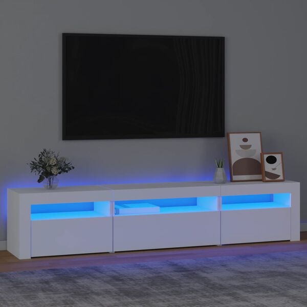 vidaXL Sjónvarpsskápur með LED Ljósum Hvítt 195x35x40 cm