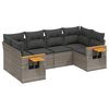 vidaXL 6 -Hluta Gar&eth;s&oacute;fasett me&eth; Sessum Gr&aacute;tt P&oacute;l&yacute;rattan