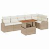 vidaXL Gar&eth;s&oacute;fa sett me&eth; geymslu 7 pcs Drapplita&eth;ur Poly rattan