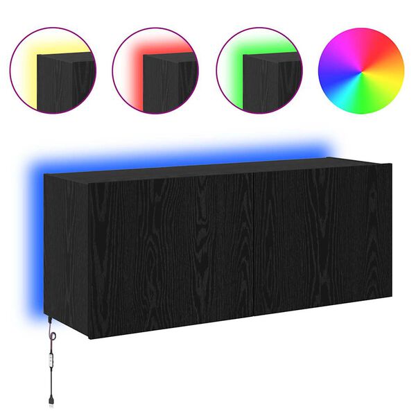 vidaXL Sj&oacute;nvarpsveggsk&aacute;pur Vegghengt Svartur Eik 100 x 35 x 41 cm