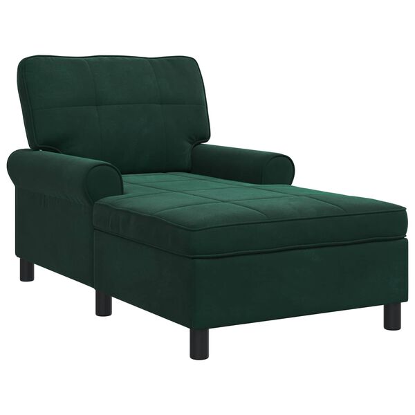 vidaXL Chaise Lounge me&eth; p&uacute;&eth;i D&ouml;kkgr&aelig;n 91 x 157 x 91 cm Flauel
