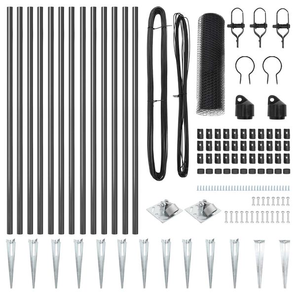 vidaXL Gir&eth;ingarp&oacute;stur Gr&aacute;r 25 x 0,4 m (13 mm net) St&aacute;l og PVC