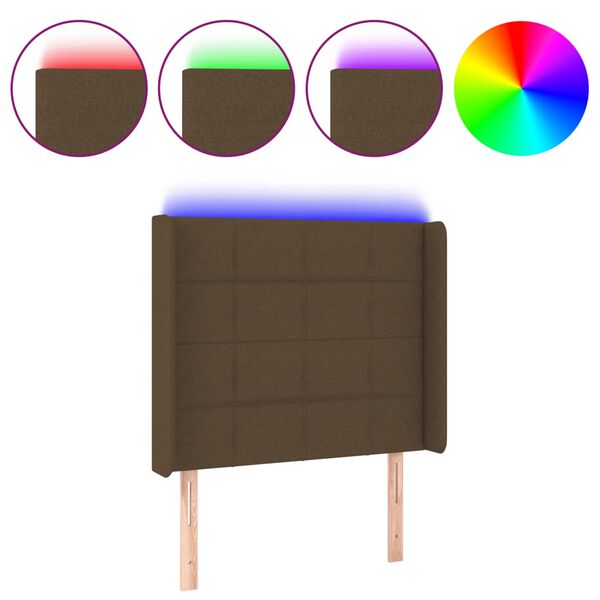 vidaXL LED h&ouml;fu&eth;gafl D&ouml;kkbr&uacute;nt 93x16x118/128 cm Efni