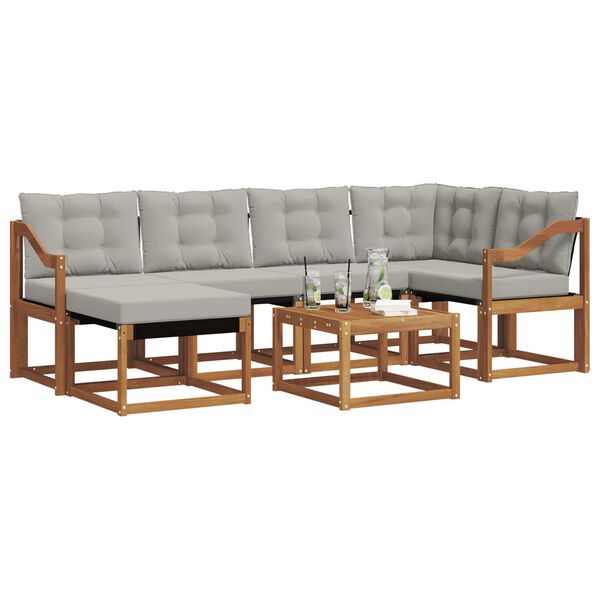 vidaXL &Uacute;ti s&oacute;fasett me&eth; p&uacute;&eth;i 7 pcs N&aacute;tt&uacute;rulegt og Lj&oacute;st Gr&aacute;tt