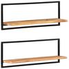 vidaXL Vegghillur 2 stk. 100x24x35 cm Gegnheill Akas&iacute;uvi&eth;ur og St&aacute;l