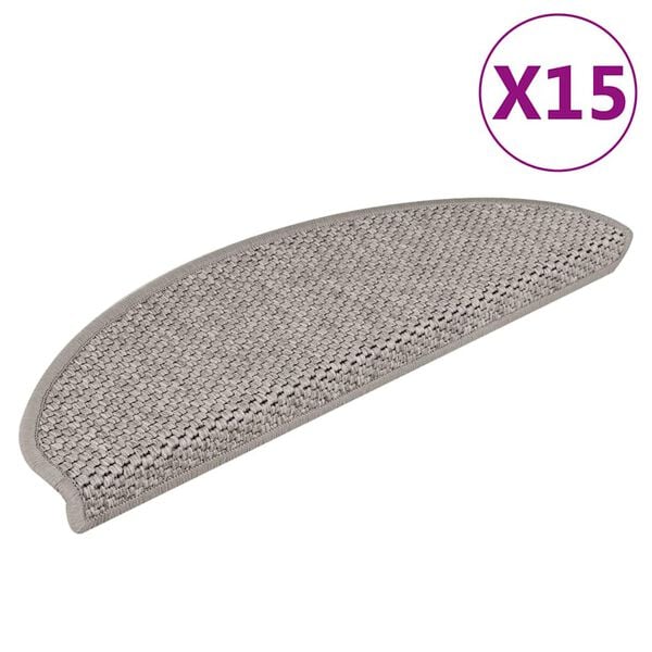 vidaXL Þrepamottur Sjálflímandi Sísalútlit 15 stk. 65x21x4 cm Platína