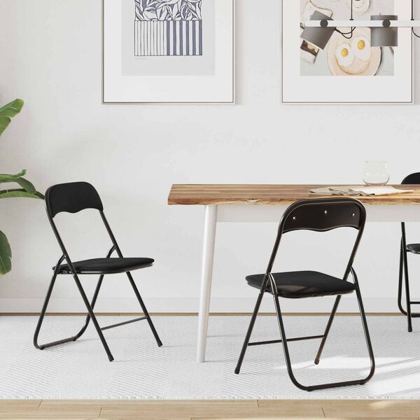 vidaXL Folding st&oacute;ll 2 pcs Svart 48 x 44 x 78 cm Flauel