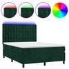 vidaXL H&oacute;lfa&eth; Springr&uacute;m me&eth; D&yacute;nu&LED D&ouml;kkgr&aelig;nt 140x190 cm Flauel