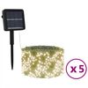 vidaXL S&oacute;larorkukn&uacute;nar Ser&iacute;ur 5 stk. 5x200 LED Hl&yacute;tt-hv&iacute;tar Inni &Uacute;ti