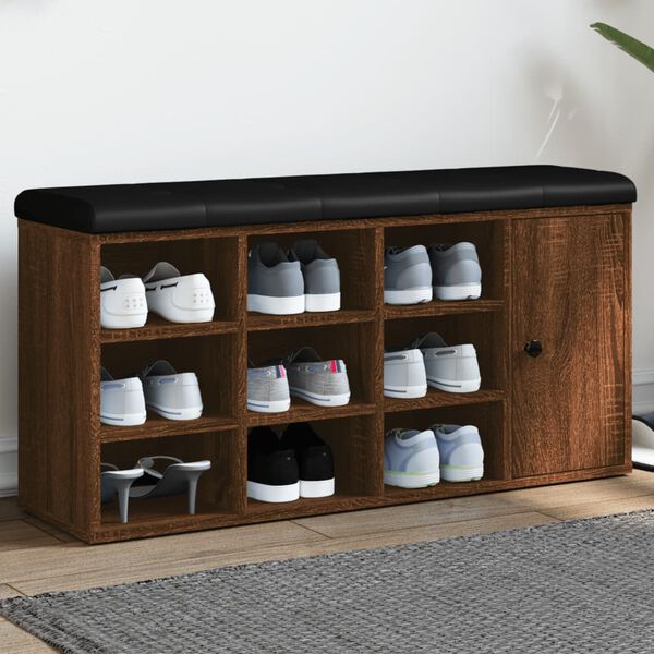 vidaXL Sk&oacute;bekkur Br&uacute;n Eik 102x32x50 cm Samsettur Vi&eth;ur