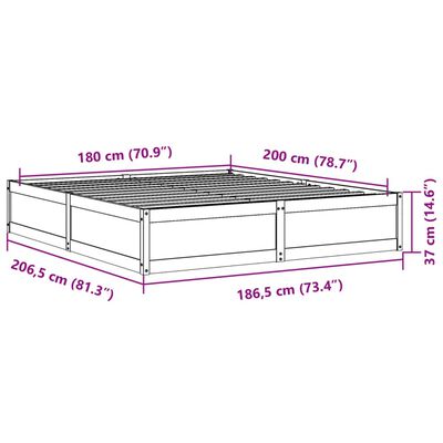 vidaXL Rúmgrind án Dýnu Hvítur 180x200 cm Gegnheil Fura