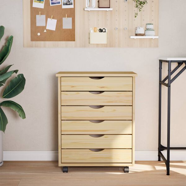 vidaXL Hreyfanlegur Sk&aacute;pur me&eth; K&ouml;ssum MOSS Gagns&aelig;ur lakk Gegnheil fura