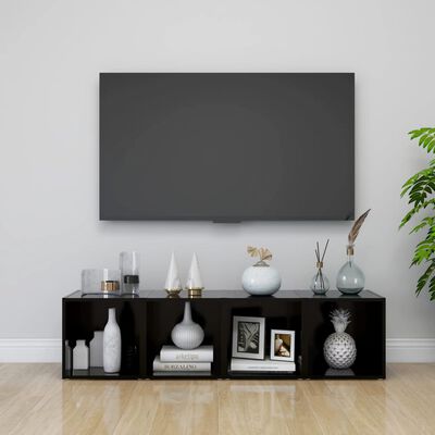 805502 vidaXL TV Cabinets 2 pcs Black 37x35x37 cm Chipboard