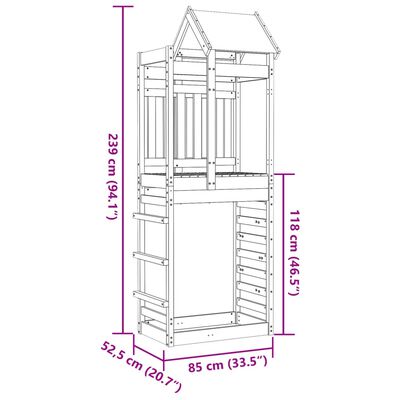 vidaXL Leikturn 110,5x52,5x215 cm Gegndreypt Fura