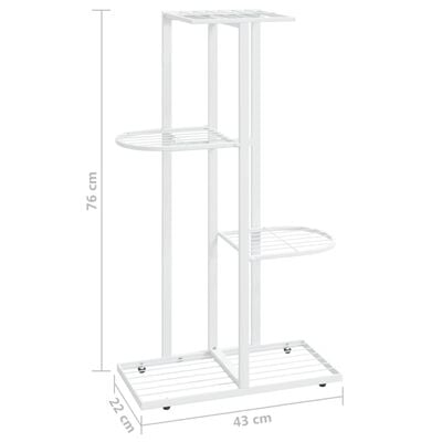 vidaXL 4 Hæða Blómastandur 43x22x76 cm Hvítur Málmur