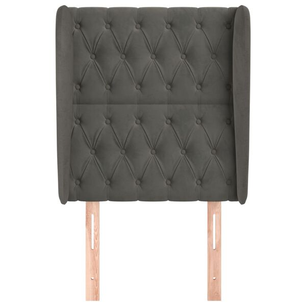 vidaXL Höfðagafl með Eyrum 83x23x118/128 cm Dökkgrátt Flauel