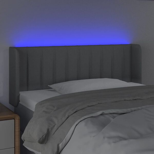 vidaXL LED höfuðgafl Ljósgrátt 103x16x78/88 cm Efni