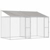 vidaXL Hundab&uacute;r me&eth; &thorn;aki Silfur 400 x 200 x 256 cm St&aacute;l og PE