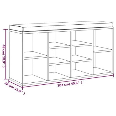 vidaXL Skóbekkur Steypugrár 103x30x48 cm Samsettur Viður