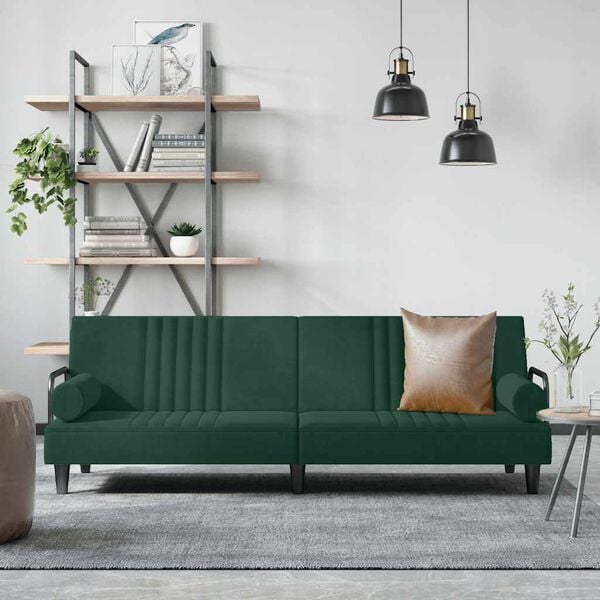 vidaXL svefns&oacute;fi me&eth; armhv&iacute;lum Dark Green Velvet