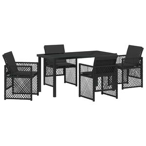 vidaXL Gar&eth;ur bor&eth;sett 5 pcs Svartur p&oacute;l&yacute;rattan