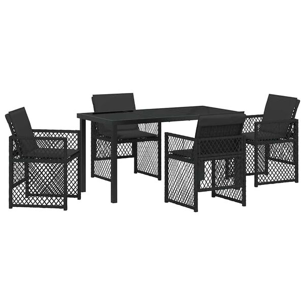 vidaXL Gar&eth;ur bor&eth;sett 5 pcs Svartur p&oacute;l&yacute;rattan