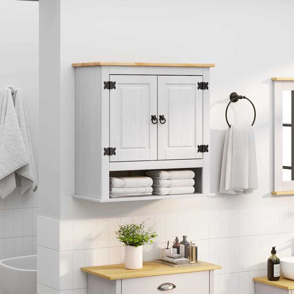 vidaXL Vegghengdur sk&aacute;pur me&eth; geymslu Corona Hv&iacute;tt 70 x 33 x 71,5 cm