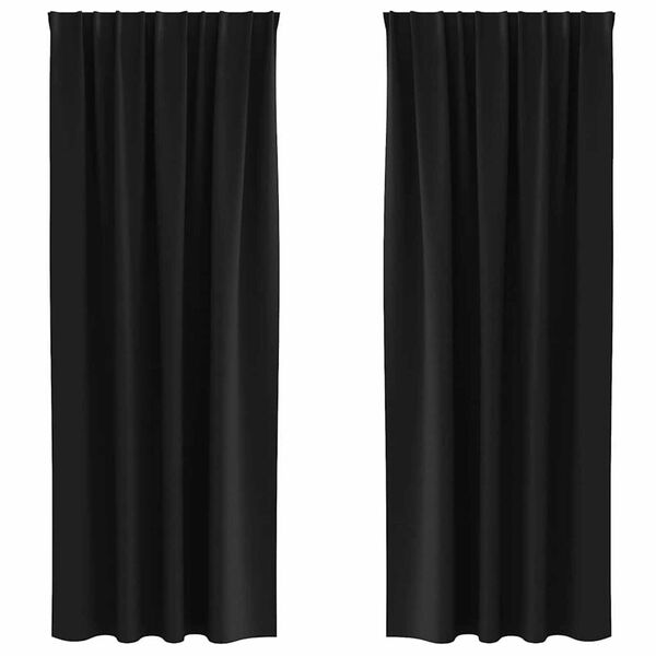 vidaXL Svartgardínur með hringjum 2 pcs Svartur 245 x 140 cm Pólýester
