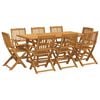 vidaXL 9 hluta Gar&eth;bor&eth;stofusett 180x90x75 cm Gegnheill Akas&iacute;uvi&eth;ur