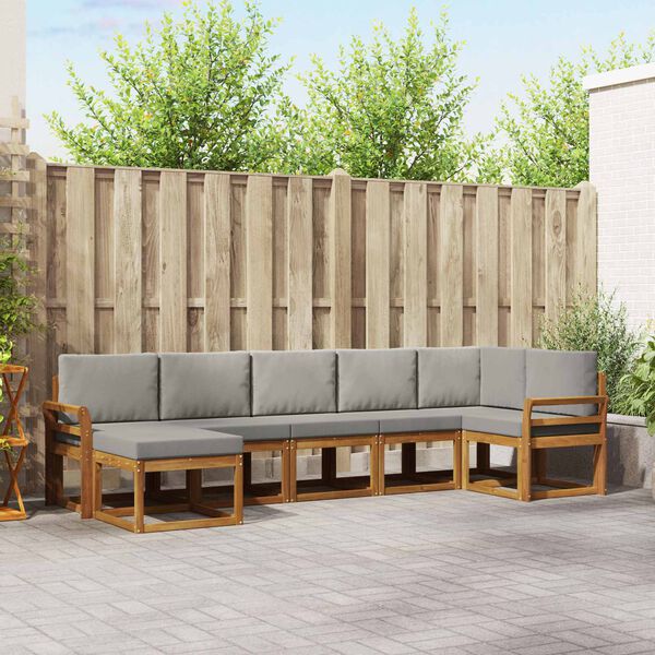 vidaXL &Uacute;ti s&oacute;fasett me&eth; p&uacute;&eth;i 7 pcs N&aacute;tt&uacute;rulegt og Lj&oacute;st Gr&aacute;tt