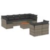 vidaXL 10 Hluta Gar&eth;s&oacute;fasett me&eth; Sessum Gr&aacute;tt P&oacute;l&yacute;rattan