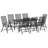 vidaXL Gar&eth;ur bor&eth;sett 9 pcs Antras&iacute;t Duftlita&eth;ur st&aacute;l