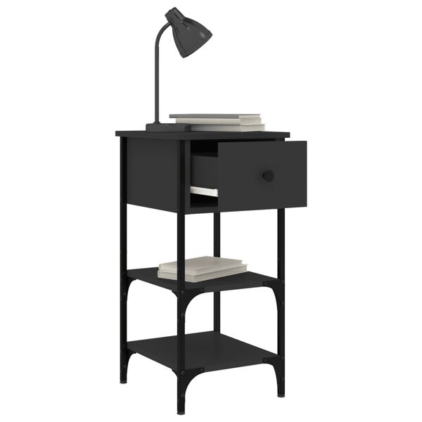 vidaXL Náttborð Svart 34x36x70 cm Samsettur viður