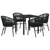 vidaXL Gar&eth;ur bor&eth;sett 5 pcs Svartur Dufth&uacute;&eth;a&eth; st&aacute;l