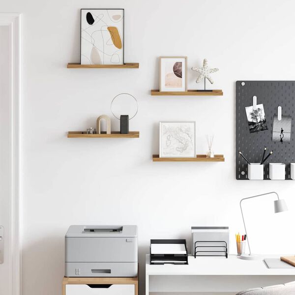 vidaXL Vegghylla me&eth; hillu 4 pcs Br&uacute;nn 40 x 9 x 3 cm Samsettur vi&eth;ur