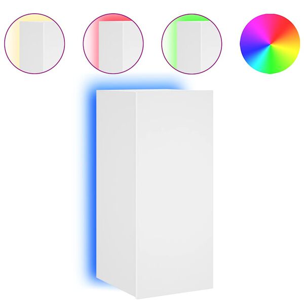 vidaXL Veggfestur Sj&oacute;nvarpssk&aacute;pur me&eth; LED lj&oacute;sum Hv&iacute;tur 30,5x35x70 cm