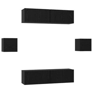 vidaXL Sj&oacute;nvarpssk&aacute;pasett Vegghengt 6 pcs Sv&ouml;rt eik Samsettur vi&eth;ur