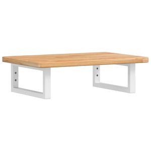 vidaXL Veggfest Handlaugarhilla Stál og Gegnheil Eik