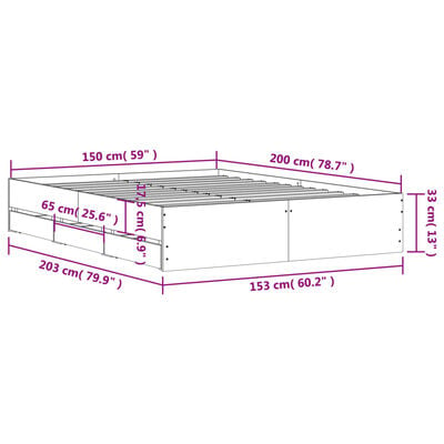 vidaXL Rúmgrind með Skúffum án Dýnu Sonoma Eikarlitur 150x200 cm