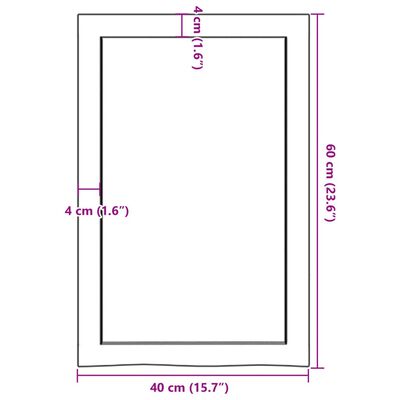 vidaXL Baðherbergisborðplata Dökkbrún 40x60x(2-6)cm Meðhöndlaður Viður