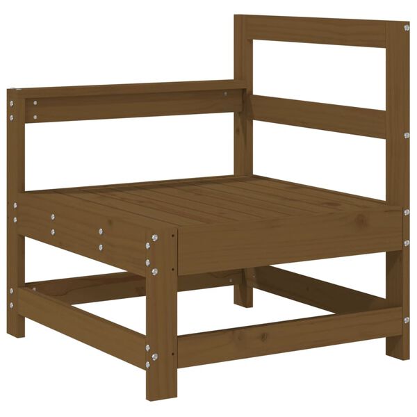 vidaXL 7 Parta Gar&eth;s&oacute;fasett Hunangsbr&uacute;nt Gegnheill Furuvi&eth;ur